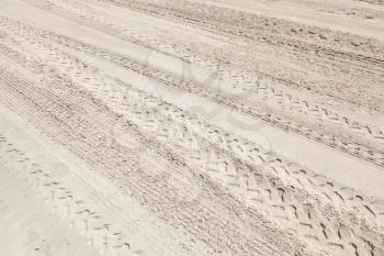 A lot of ATV tracks on the white sand beach