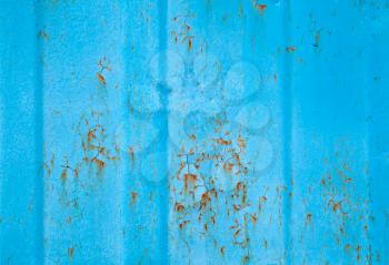 Blue rusted metal wall background texture