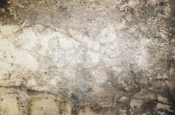 Dirty wooden floor with footprints, background photo texture 