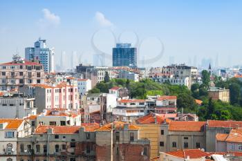 Istanbul, Turkey. Cityscape with old town and modern buildings on a background, photo taken from the viewpoint of Galata tower