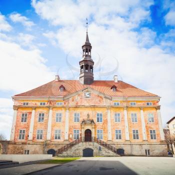 Facade of old Town Hall in Narva, Estonia