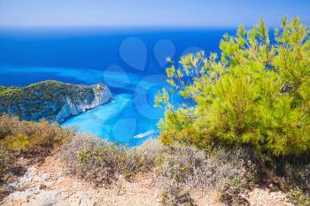 Navagio bay coastal landscape. The most famous landmark of Greek island Zakynthos