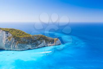 Navagio Bay. The most famous landmark of Greek island Zakynthos in the Ionian Sea