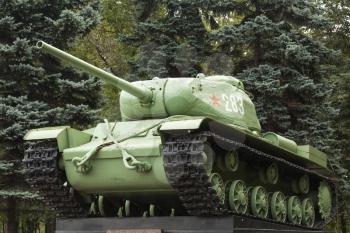 Soviet tank from WWII period, historical military monument in Saint-Petersburg, Russia