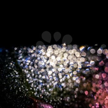 Blurred lights, bokeh optical effect. Square abstract photo background