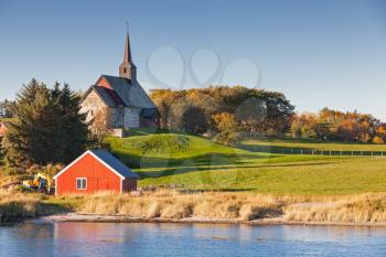 Norway. Old Edoya church, historic parish church it was built around the year 1190