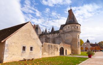Facade of The Chateau de Fougeres-sur-Bievre, medieval french castle in Loire Valley. It was built in 15 century