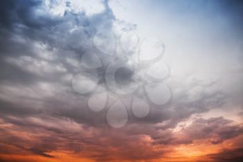 Colorful dramatic sky with stormy clouds, abstract nature background photo