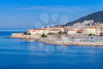 Ajaccio. Coastal cityscape in summer mornind, Corsica island, France
