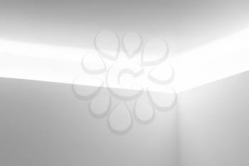 Abstract white contemporary architecture background, design of room corner with horizontal niche and bright inner illumination