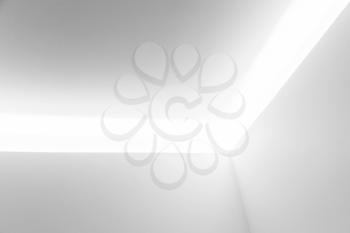 Abstract white contemporary architecture background, design of room corner with niche and inner illumination
