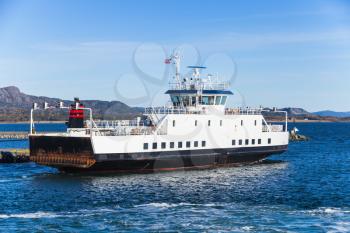 Ro-Ro ferry ship goes on Norwegian sea. Trondheim, Norway