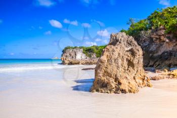Rocks of Macao Beach, coastal landscape of Dominican Republic, Hispaniola Island