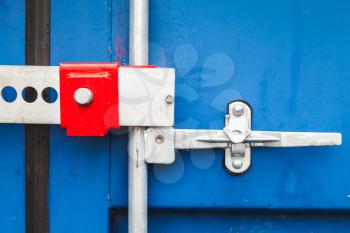 Gate valve and lock of standard blue cargo shipping container