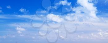 Clouds over blue sky, panoramic background photo texture