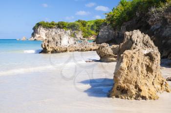 Rocks of Macao Beach, natural coastal landscape of Dominican Republic, Hispaniola Island