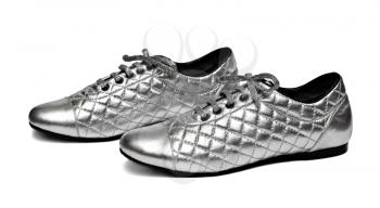 Silver sport shoes isolated on white background