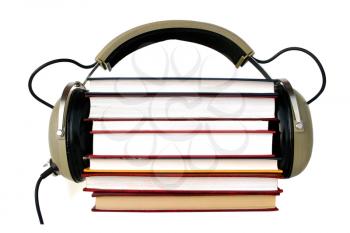 Old style headphones listen audiobooks