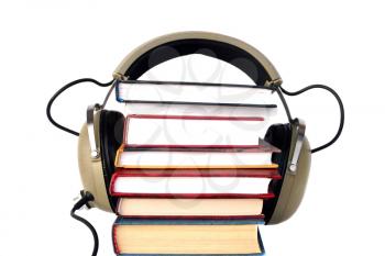 Old style headphones listen audio books