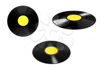 vinyl plates set isolated on white background