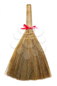 Broom as a gift isolated on white