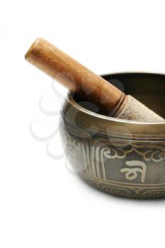 Tibetan singing bowl isolated on white