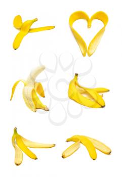 Ripe and tasty banana set isolated on white