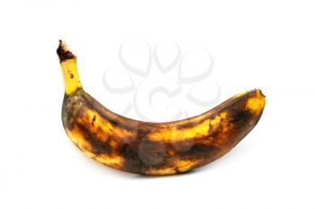 overripe banana isolated on white