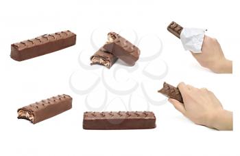Chocolate bars set isolated on white background