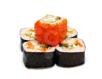Japan sushi rolls isolated on white background 