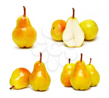 ripe pears set isolated on white background