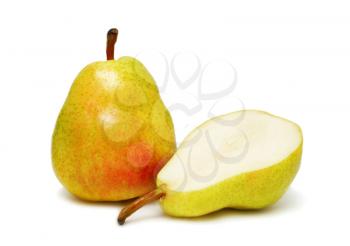 Two ripe pear isolated on white background