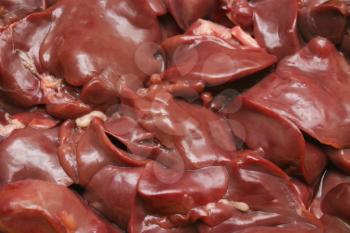 Fresh and raw red liver close up
