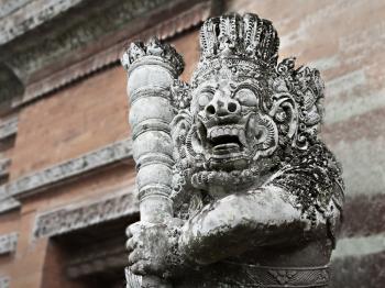 BALI, INDONESIA - FEBRUARY 26: Ornate monster statue at Ulun Danu temple on February, 26, 2011, Bali, Indonesia