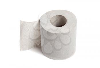 Single toilet paper isolated on a white background