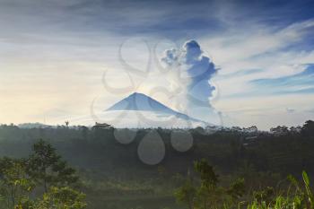 Landscape of Agung volcano on Bali island, Indonesia