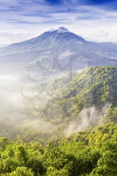 Batur volcano on the sunrise