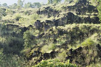 Clinker on earth near Batur volcano