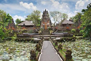 Pura Saraswati temple at the lovey village of Ubud, Bali, Indonesia