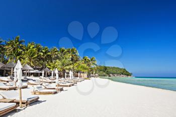 Sun beds on the lonely beach, Boracay