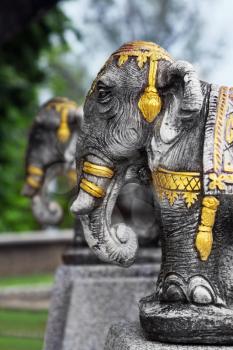 Elephant statue near temple, Thailand