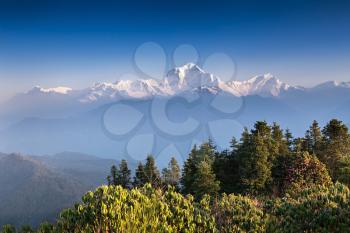 Panorama of Himalaya mountains, Annapurna conservation area, Nepal