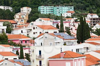 Hotels and local houses in Petrovac, Montenegro