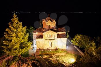 Saint John Monastery at night, Ohrid in Macedonia