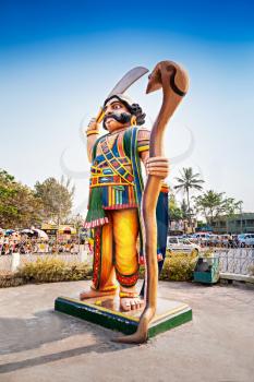 MYSORE, INDIA - MARCH 25: Mahishasura demon statue on Chamundi hill on March 25, 2012 in Mysore, India. Its the iconic image in Mysore tourism.