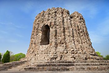 The uncompleted Alai Minar was conceived to be double the height of the Qutab Minar (the UNESCO world heritage site) in Delhi, India