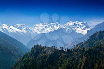 Manaslu range in Himalayas, Annapurna area, Nepal