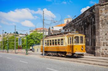 Historical Tram on the street, Porto, Portugal
