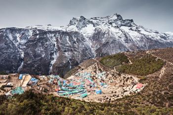 Namche Bazaar aerial view, Everest trek, Himalaya, Nepal