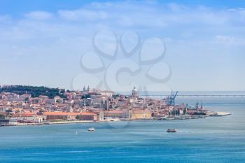Lisbon on the Tagus river bank, central Portugal